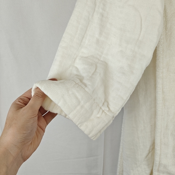 SOld Pottery Barn Cotton Linen Blend Robe In Cream Size Medium - Picture 5 of 10